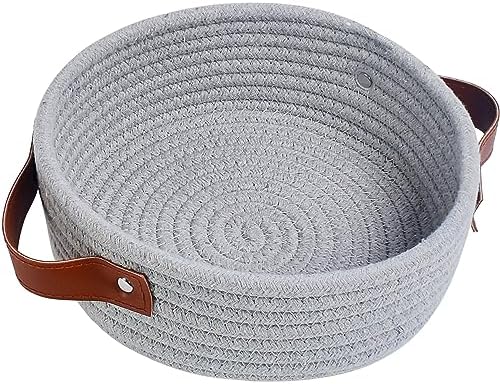 ABenkle Small Storage Basket, Mini Cotton Rope Storage Bin, Cute Tiny Shelf Baskets, Boho Decorative Toy Organizer for Nursery, Spa, Empty Gift Basket - XS,Grey by ABenkle