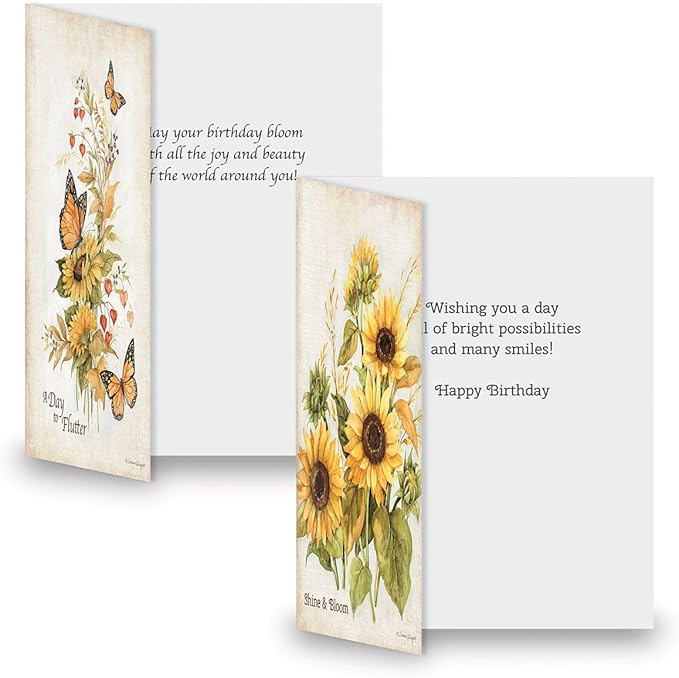 Current Autumn Sunflower Greeting Cards- Set of 18 Large 5 x 7-Inch Folded Cards, Holiday Card Value Pack, Envelopes Included