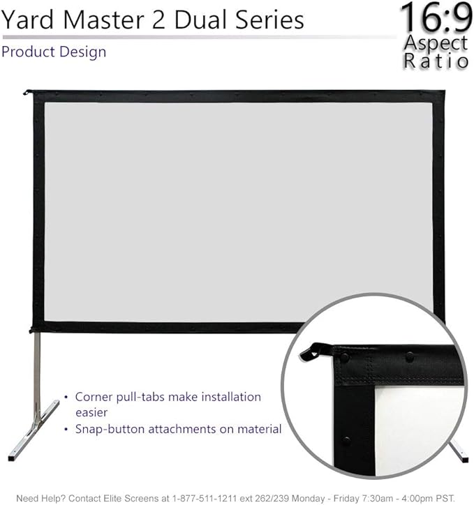 Elite Screens Yard Master 2 DUAL Projector Screen, 120-INCH 16:9, Front and Rear 4K/8K Ultra HD, Active 3D, HDR Ready Indoor and Outdoor Projection, OMS120H2-Dual |US Based Company 2-YEAR WARRANTY