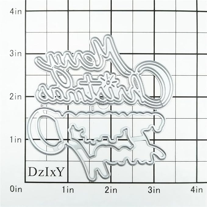 DzIxY English Words Shadow Merry Christmas Metal Cutting Dies for Card Making Kit Embossing Paper Die Cuts Set Scrapbook Stencils Supplies Machine Templates