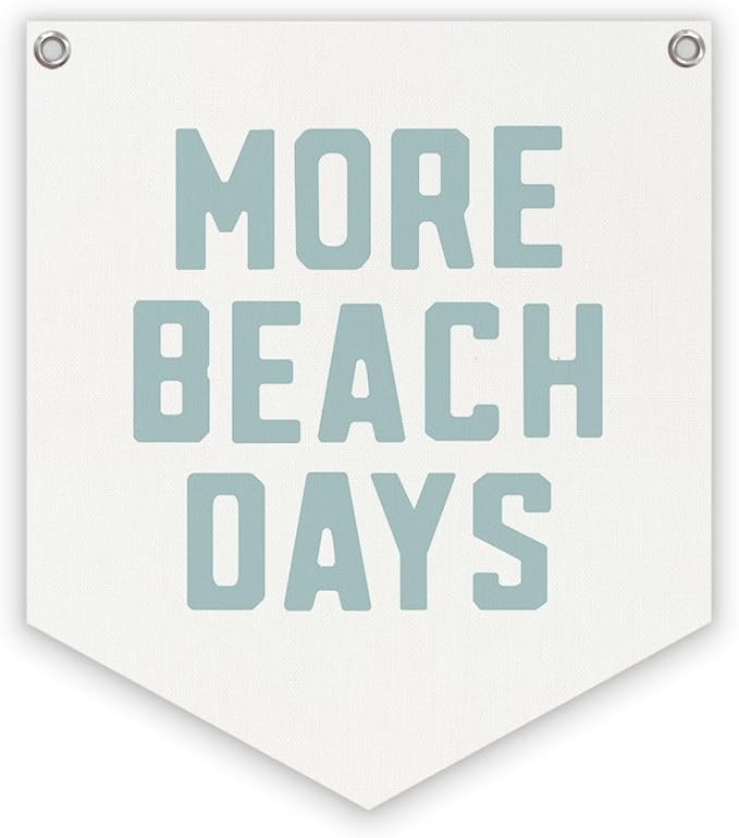 Lacama Beach Theme Wall Decor for Boys Room, Coastal Kids Playroom Nursery Hanging Sign, More Beach Days Linen Canvas Banner, Rustic Nautical Surf, 12.4x14 in