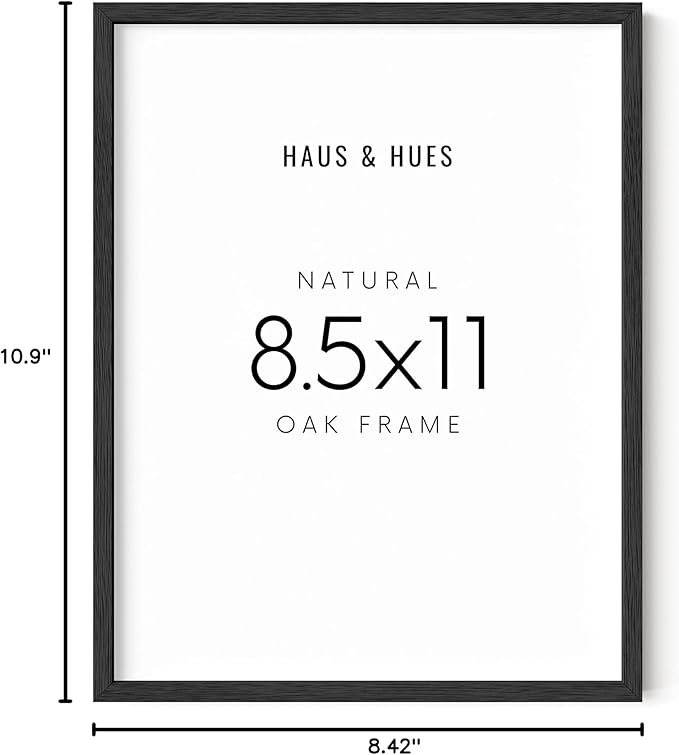 HAUS AND HUES 8.5x11 Black Oak Frame - Document and Certificate Display (Wood Finish)