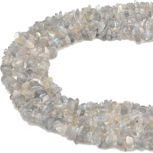 Gemstone Chips Natural Labradorite3-5mm Healing Crystals Waist Bracelets Necklace Kit Irregular Stone DIY Crafts Design Jewelry Making Approxi 32 inch