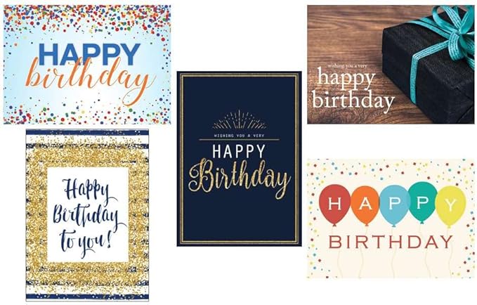 CEO Cards - Business Birthday Greeting Card Assortment, 5 Cards of Each Design, 5x7 Inches, 25 Cards & 26 White Envelopes (VP1702)