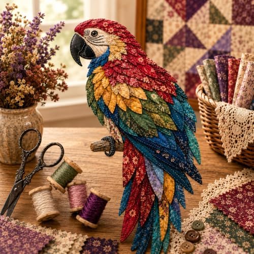 3D Patchwork Bird DIY Craft Kit, Home Wall Decor Gift, Stress Relief, Creative Handmade Art, Bird Design, Colorful, Delicate, Easy for Beginners, Unique Gift for Adults(Parrot) by Unknown