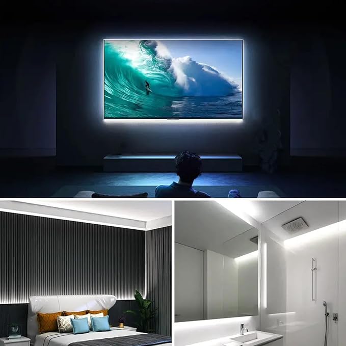 COB LED Strip Lights White 3.28ft, 5V Dimmable LED Light Strip, Flexible USB Light Strip for Cabinet, TV Backlighting, Bedroom, Kitchen, Home DIY Lighting