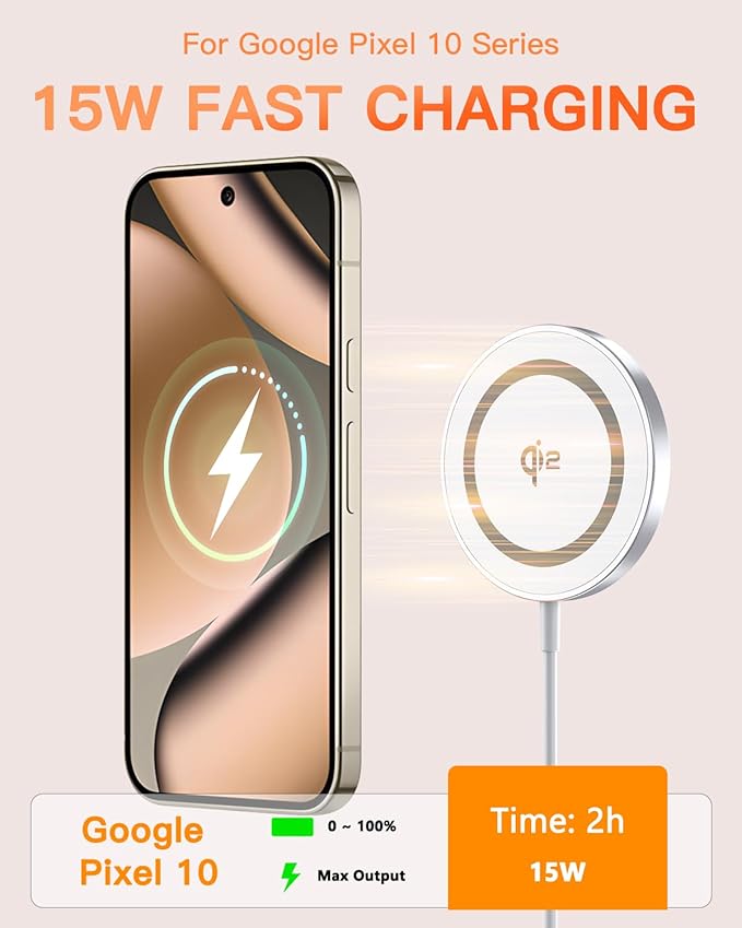 for Mag-Safe Charger 2 Pack,Qi2 Certified 15W Magnetic Wireless Charger Fast Charging Pad for iPhone 17 16 15 14 13 12&Airpods Pro 4 3 2&Samsung Galaxy S25&Pixel 10 Series,Strong Magnet,Ultra-Thin
