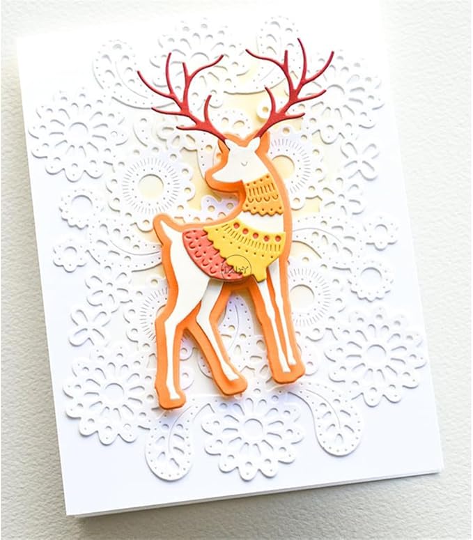 DzIxY Shadow Christmas Patchwork Animal Deer Leaves Metal Cutting Dies for Card Making Kit Embossing Paper Die Cuts Set Scrapbook Stencils Supplies Machine Templates