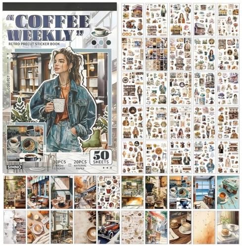 500+ Washi Stickers for Scrapbook Supplies,Coffee Aesthetic Scrapbook Paper by Lciyioc