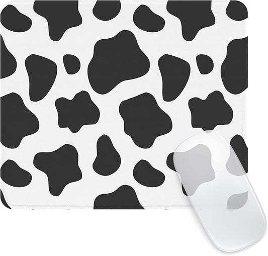 Seorsok Cow Pattern Mouse Pad,Mouse Mat Square Waterproof Mousepad Non-Slip Rubber Base Mouse Pads for Office Laptop,9.5"x7.8"x0.12" Inch Black&White