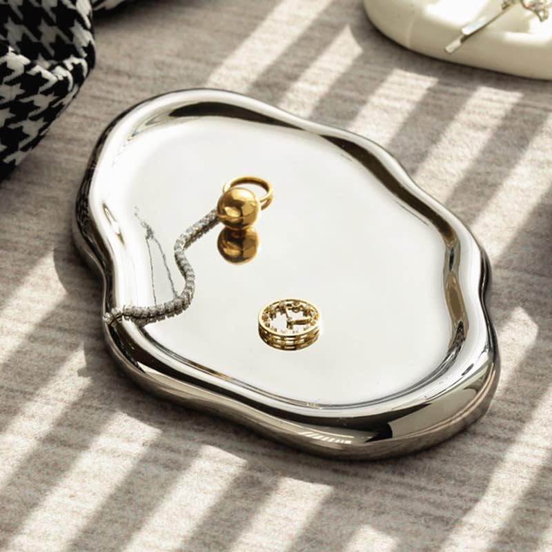 Jewelry Dish Tray, Ring Dish, Ceramic Trinket Tray, Small Key Tray, Mother's Day, Christmas, Thanksgiving, Birthday Gift for Mother Daughter Friends, Silver - Image 2