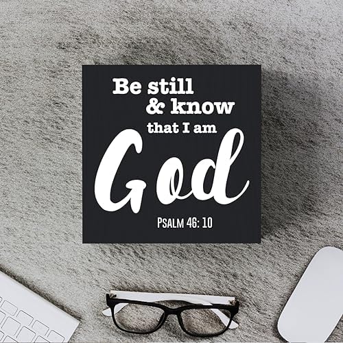 Positive Home Office Christian Decor Bible Verse Desk Decor Wood Sign Farmhouse Black Wooden Box Sign for Living Room Bedroom Kitchen Table Shelf Counter Religious Gifts for Family - Image 4