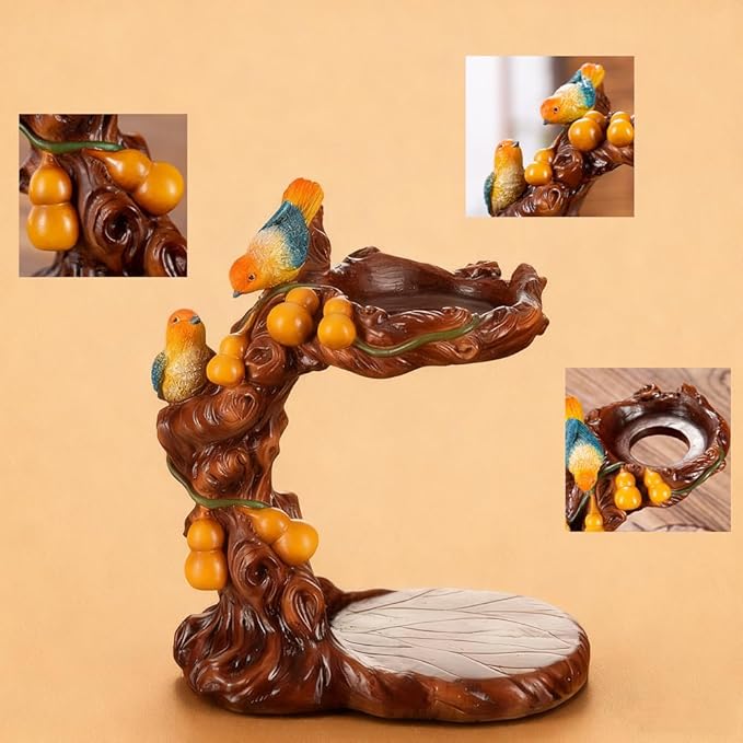 Lazy Kungfu Glass Tea Set Heat Resistant Semi Automatic Drip Rotating with Infuser Magnetic Teapot Set for Gongfu Tea Making Ideal (Gourd Bird)