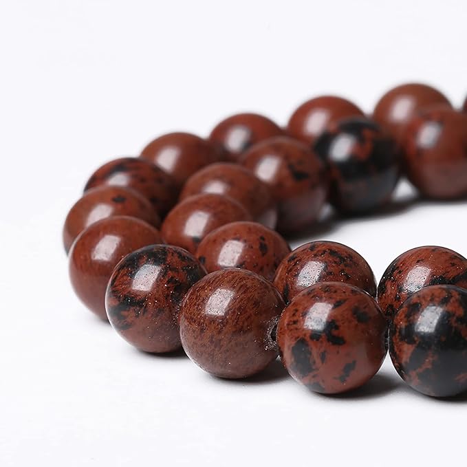32PCS 12mm Natural Stone Mahogany Obsidian Beads for Jewelry Making Round Loose Spacer Beads DIY Bracelet Necklace (12mm, Mahogany Obsidian Beads)