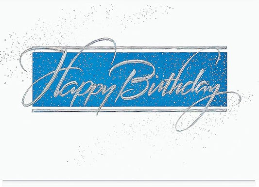The Gallery Collection, 25 Personalized Birthday Cards with Foil-Lined Envelopes (Happy Birthday Sparkle), For Business or Consumer