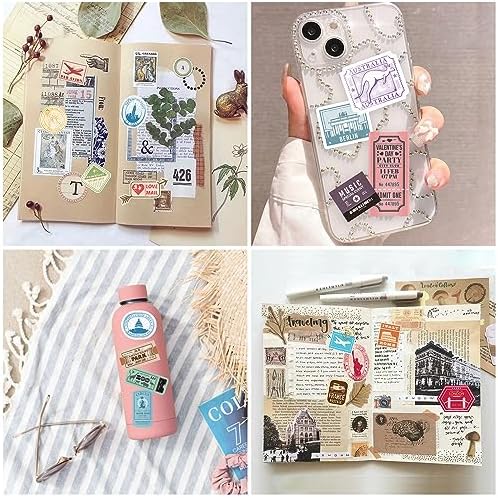 Prstincol 300 Pcs Vintage Travel Stickers Ticket Stickers for Journaling,Luggage Sticker Stub Vintage Sticker for Junk Journal Crafts Laptop Water Bottle Album Scrapbook - Image 3
