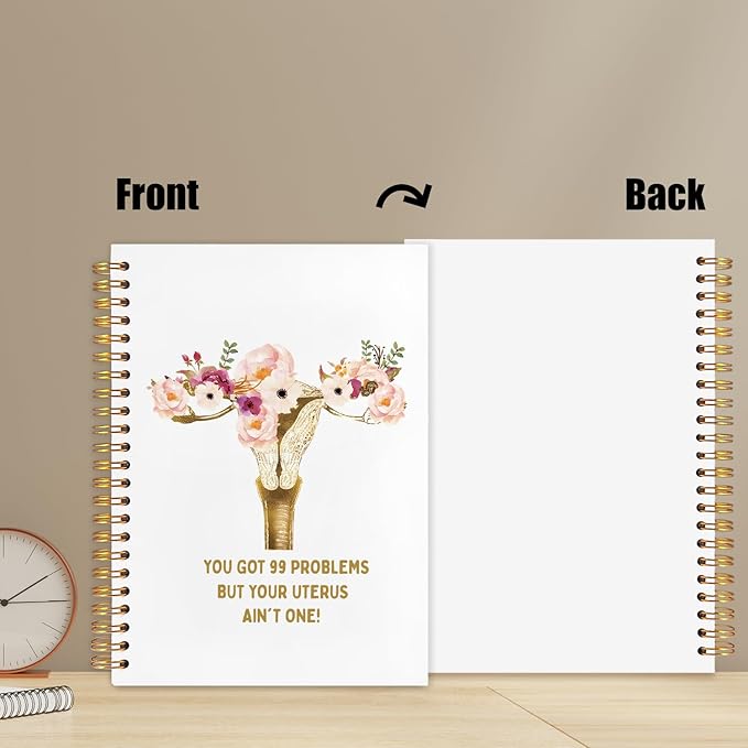 WUCHJ Hysterectomy Gifts Notebook, Pregnancy Gifts Journal, Floral Feminist Uterus Anatomy Spiral Notebook Journal for Note Taking, Nurse Medical Office Supplies, 5.5x8.3 Inch