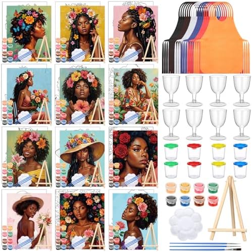 Sherr 96 Pcs 12 Set Pre Drawn Canvas Painting Kits, Flower Lady by Sherr