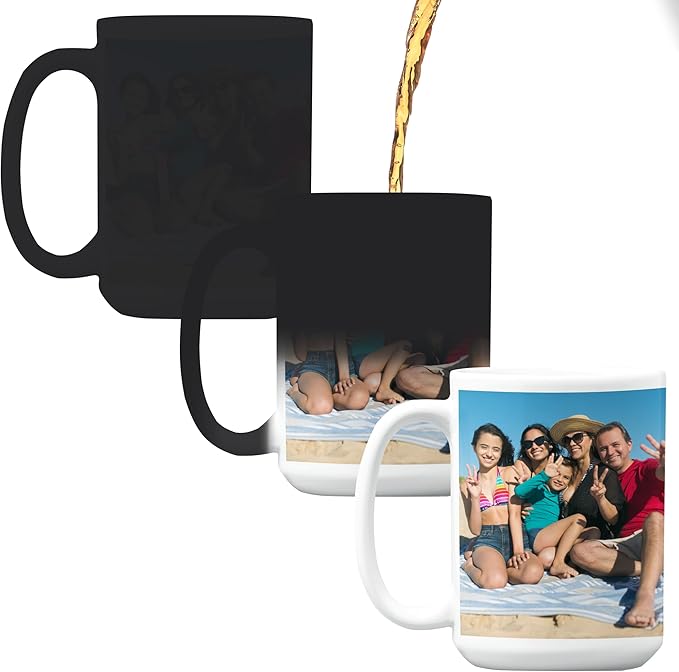 Personalized Coffee Mug – Custom Photo, Text, or Logo Ceramic Mug Tea Cup | Taza Personalizada with Picture or Message | Customized Gift Idea for Men & Women, Mom, Dad, Friends - Black | 15oz
