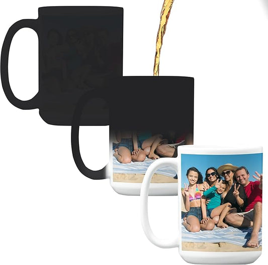 Personalized Coffee Mug – Custom Photo, Text, or Logo Ceramic Mug Tea Cup | Taza Personalizada with Picture or Message | Customized Gift Idea for Men & Women, Mom, Dad, Friends - Black | 15oz