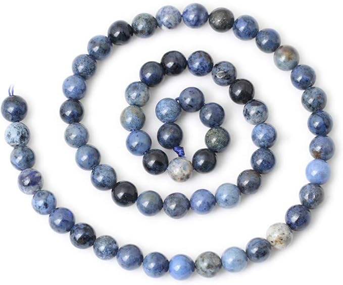 60PCS 6mm Natural Dumortierite Gemstone Round Loose Stone Beads for Jewelry Making Crafts Design 1 Strand 15"