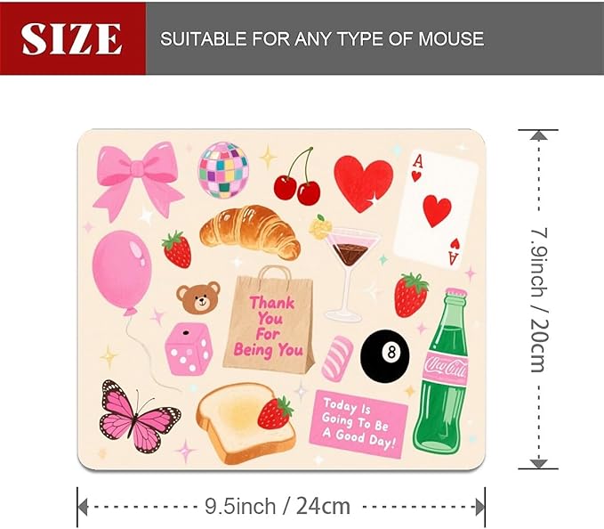 Square Mouse Pad Cute Party Supplies, Personalized Premium-Textured Custom Mouse Mat Design, Washable Mousepad Cloth, Non-Slip Rubber Base Computer Mouse Pads for Wireless Mouse