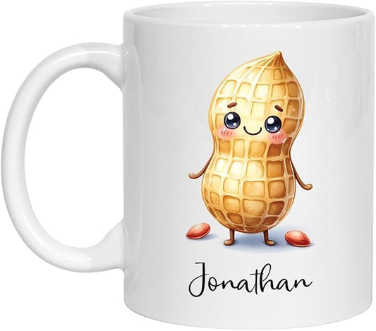 Personalized Name Peanut Coffee Mug, Peanut Lover Mugs, Custom Peanut White Ceramic Mug 11Oz 15Oz, Peanut Cup Gifts For Vegetable Lovers, Vegan Mug, Peanut Vegetarian Coffee Cup, Vegetable Tea Cup