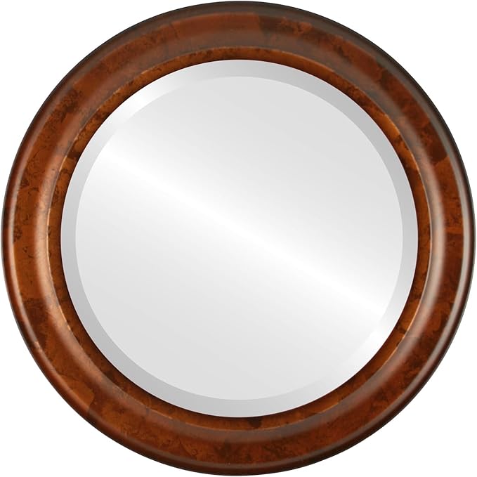 OVALCREST Round Beveled Wall Mirror for Home Decor - Messina Style - Venetian Gold - 21x21 Outside Dimensions