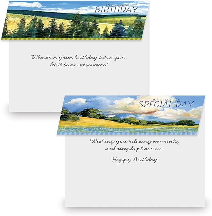 Current Wild America Birthday Greeting Cards by Gregory Gorham - Set of 8 (4 Designs), Large 5" x 7", Happy Birthday Cards with Sentiments Inside