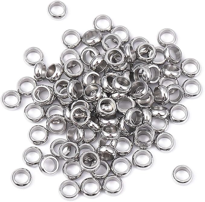 Stainless Steel Spacer Beads 3.5x1.2mm Rondelle Loose Charm Caps Beads for DIY Jewelry Making 100pcs with 2mm Hole