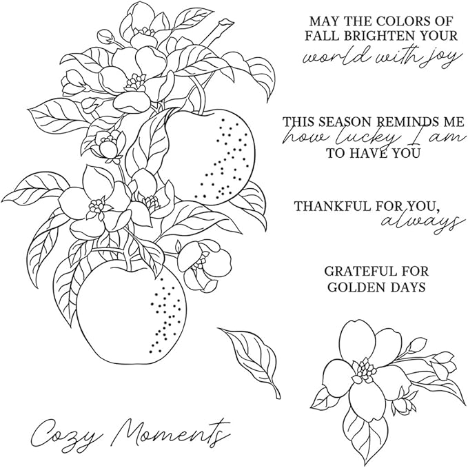 Fruit Flower Branches Stamps and Cutting Dies for Card Making DIY Transparent Silicone Clear Stamp and Metal Die Cuts Sets for Scrapbooking Paper Greeting Cards Decor Seals Craft Supplies