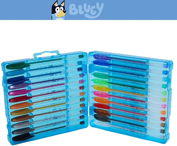 Innovative Designs Bluey Gel Pens Set for Kids, 24 Pack with Glitter Gel Pens, Cute Pens for Boys and Girls