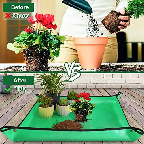 HNXTYAOB Repotting Mat for Indoor Plant Transplanting and Mess Control 27"x 27" Thickened Waterproof Potting Tray Foldable Succulent Potting Mat Portable Gardening Mat Garden Gifts for Women & Men - Image 2