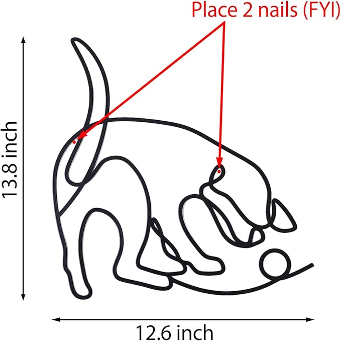 TYLCC Black Metal Dog Wall Decor Minimalist Abstract Dog Wall Art Line Drawing Art for Living Room Bedroom Decorations (Play Ball)