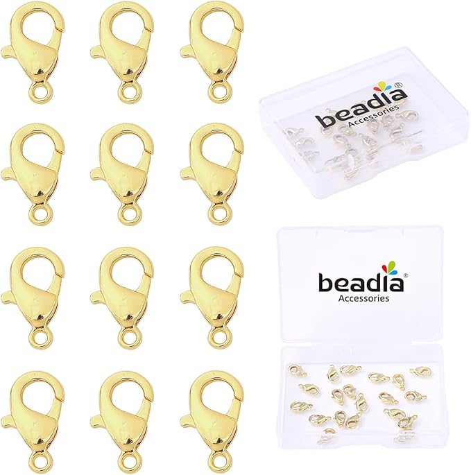 14K Gold Plated Lobster Clasps Non Tarnish 12mm 20pcs for Jewelry Making Findings