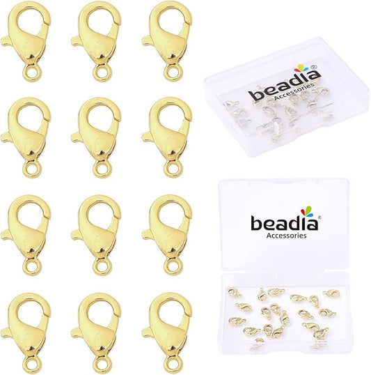 14K Gold Plated Lobster Clasps Non Tarnish 12mm 20pcs for Jewelry Making Findings
