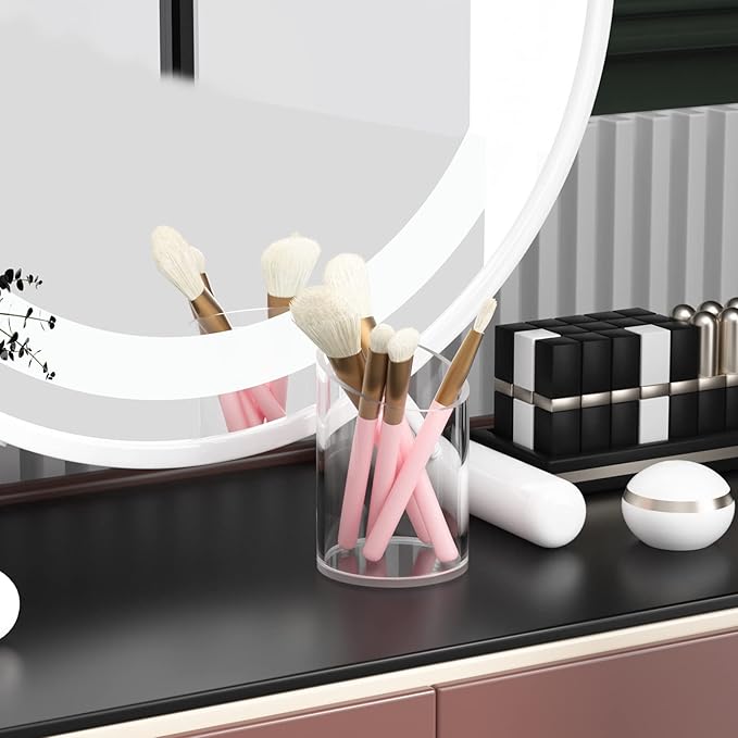 Pen Holder for Desk Organizer, Acrylic Makeup Brush Organizer Sanitizer Holder Pen and Pencil Holder for Office, Home, School, Clear