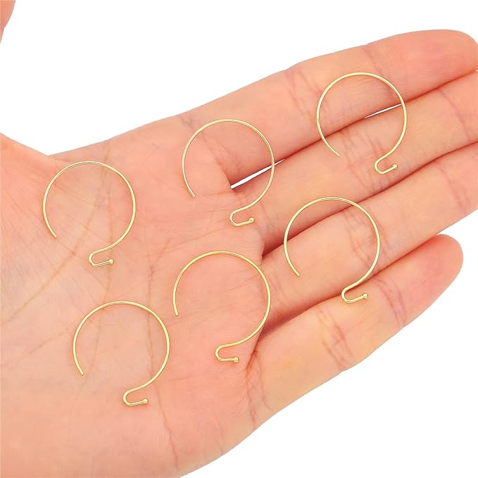 18K Gold Plated Earring Hooks Round 20mm 40pcs for Jewelry Making Findings