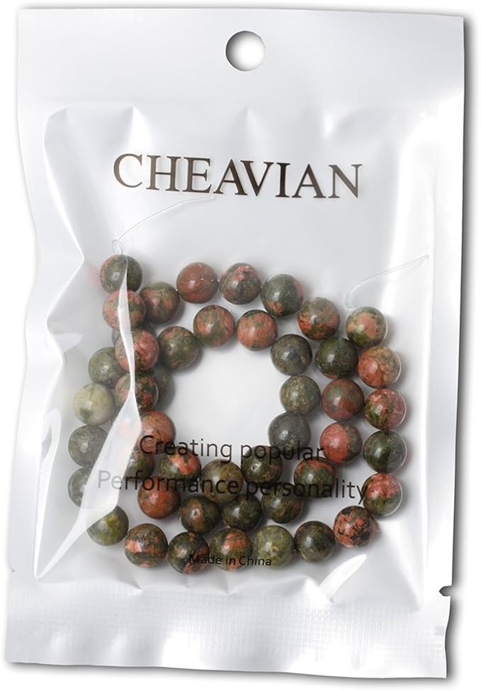 45PCS 8mm Natural Unakite Gemstone Round Loose Beads for Jewelry Making DIY Handmade 1 Strand 15"