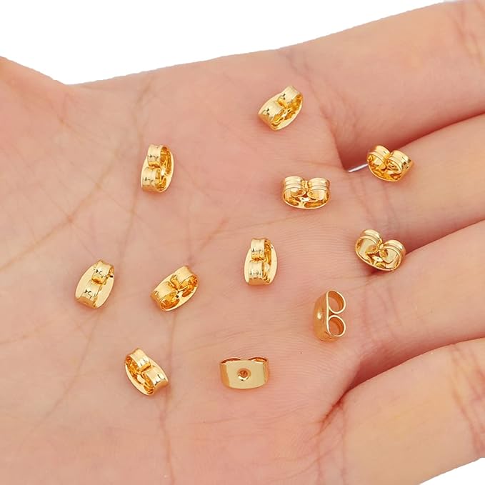 18K Gold Plated Butterfly Earring Backstops 4x6mm 200pcs for Replacement DIY Jewelry Making Findings