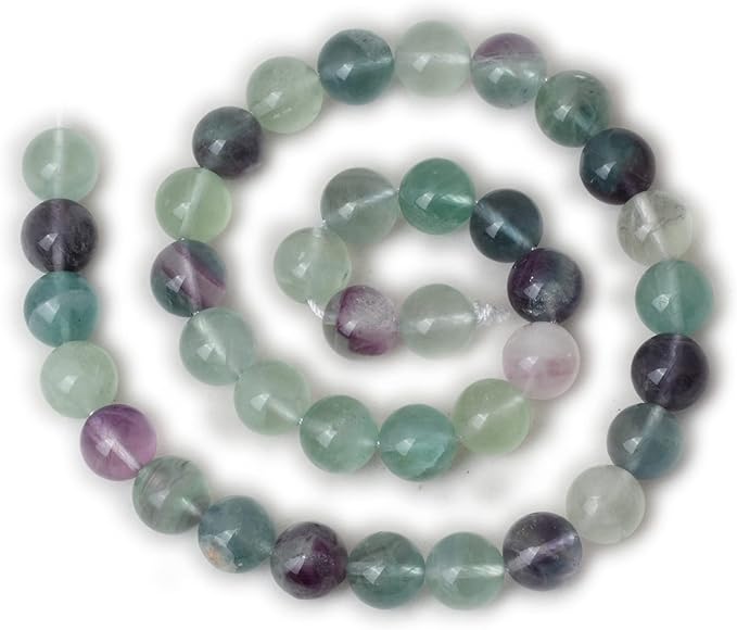 35PCS 10mm Natural Colorful Fluorite Gemstone Round Loose Beads for Jewelry Making DIY Findings 1 Strand 15"