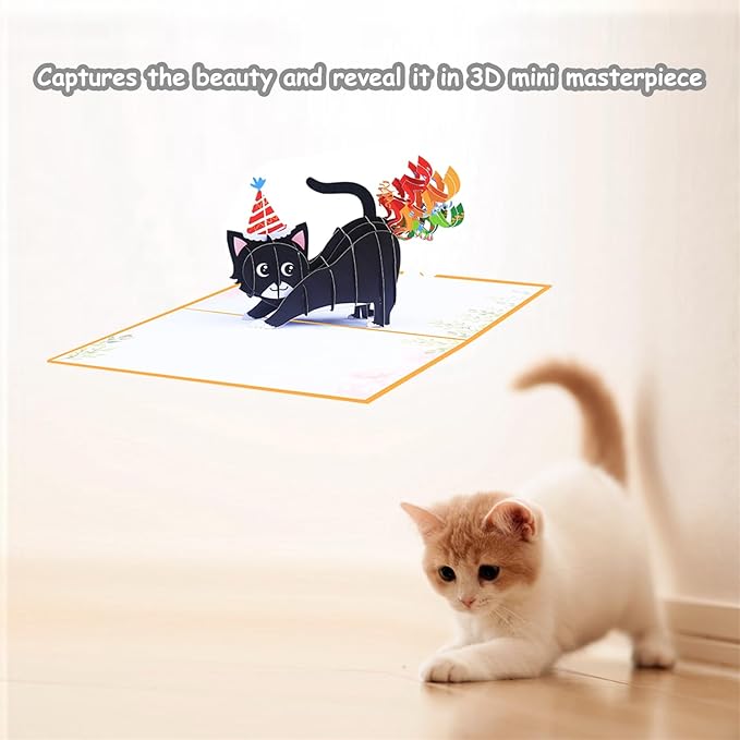 Funny Cat Pop Up Birthday Card, Funny 3D Birthday Cards for Adults and Kids with Envelopes, Handmade Gifts for Cat Mom, Dad, Friend and Every Cat Lover
