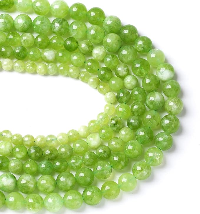 36pcs 10mm Natural Peridot Green Lace Jades Beads Round Loose Spacer Beads for Jewelry Making DIY Bracelets Crystal Energy Healing Power Stone 15 Inch(10mm, Green Peridot Jade)