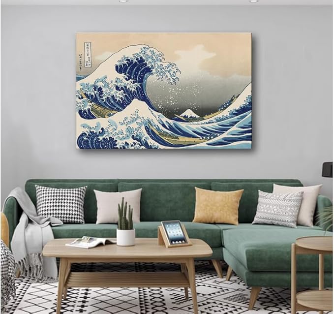 weiyiart The Great Wave off Kanagawa by Katsushika Hoki. Classic Art Reproduction Print Ocean Wave Poster Paintings Home Office Decoration 36x24Inch