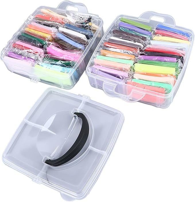 50 Colours Modelling Clay Set, Polymer Clay Starter Kit for Kids, Soft and Easy to Mould Air Dry Clay with 5 Sculpting Tools, Safe Non Art Craft Supplies for Children Over 3