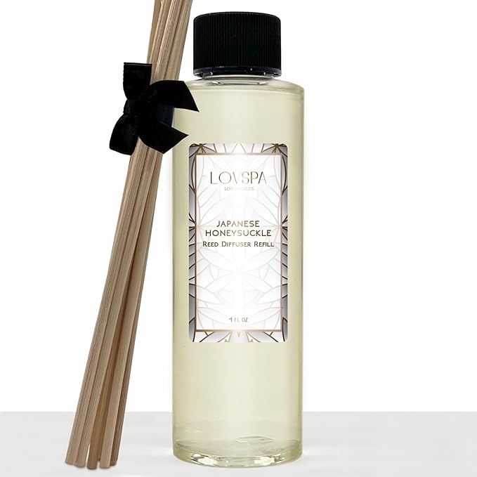 LOVSPA Japanese Honeysuckle Diffuser Oil - Luxury Essential Oils for Diffuser Refill & Air Freshener Room Spray - Long-Lasting & Natural Home Fragrance, Scented Oil for Diffusers, USA Made, 4oz