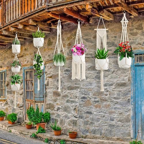 SFENNGPET Macrame Plant Hangers, 6Pack Hanging Planters for Indoor Plants - Image 4