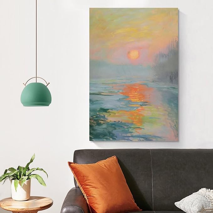 Vintage Canvas Wall Art Monet Impressionist Oil Painting Print Sunrise Living Room Decor_upscayl_4x_realesrgan-x4plus Canvas Poster Wall Art Picture Prints Hanging Photo Gift Idea Decor Home Posters A