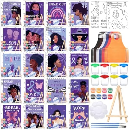 Sherr 140 Pcs 20 Set Pre Drawn Canvas Painting Kit, Anti-Domestic Violence by Sherr