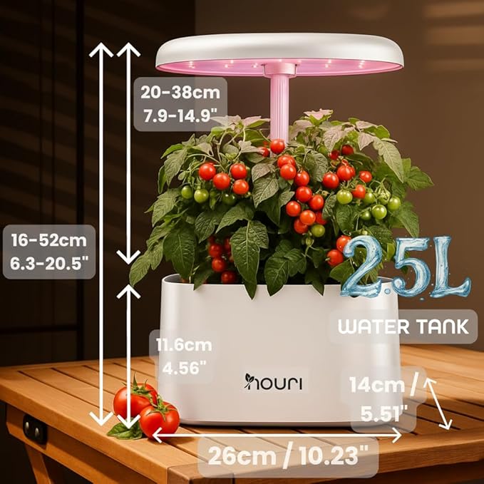 Nouri 5 pod Smart Garden for Home Cooks | w/Heirloom Tomato | Hydroponics Growing System | LED Grow Lights | Indoor Herb Garden Kit | Herb Growing Kit Indoors for Plant Lovers, Gardeners, Kitchen
